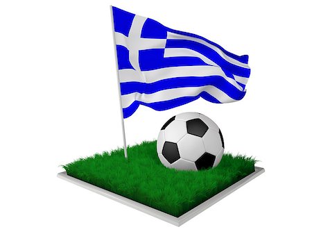 flag greece 3d - A piece of grass with a ball and an Italian flag Stock Photo - Budget Royalty-Free & Subscription, Code: 400-06795488