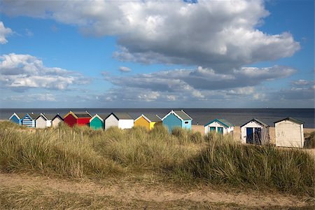 Beach Huts against a blue sky at Southwold, Suffolk , England Stock Photo - Budget Royalty-Free & Subscription, Code: 400-06795795