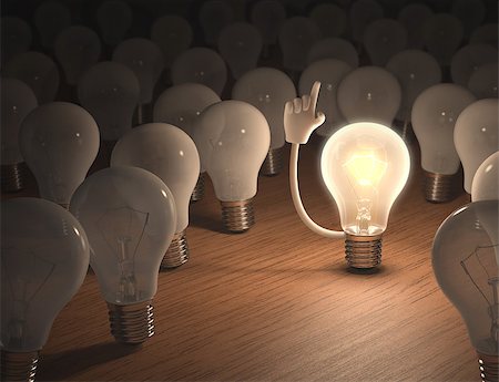 Incandescent bulb with an idea. Concept of leadership. Stock Photo - Budget Royalty-Free & Subscription, Code: 400-06795911