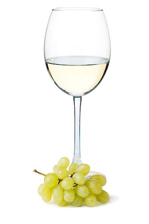 simsearch:400-04538167,k - White wine and grapes. On white background Photographie de stock - Aubaine LD & Abonnement, Code: 400-06796120