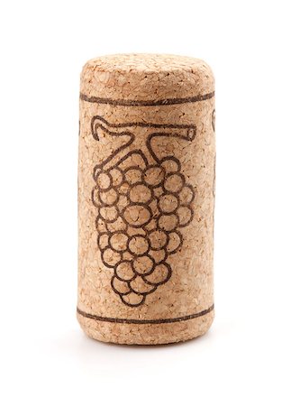 Wine cork with grape. Isolated on white Stock Photo - Budget Royalty-Free & Subscription, Code: 400-06796187