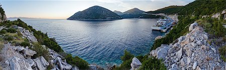 simsearch:400-06794010,k - Evening summer coastline panorama  with cargo ship for the transport of cars and people (Ston,  Peljesac  peninsula, Croatia) and family. Stock Photo - Budget Royalty-Free & Subscription, Code: 400-06796995