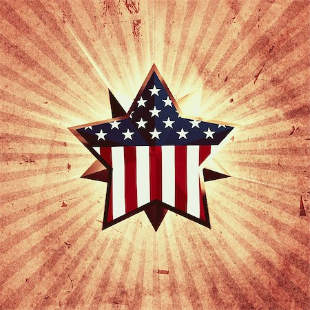 3d golden star with usa flag over vintage background with rays Stock Photo - Budget Royalty-Free & Subscription, Code: 400-06797105