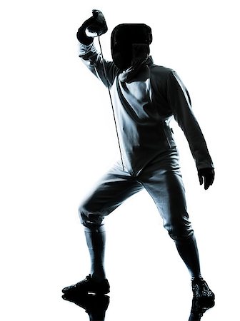 simsearch:642-01736439,k - one man fencing silhouette in studio isolated on white background Photographie de stock - Aubaine LD & Abonnement, Code: 400-06797237