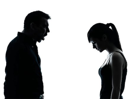 one man and teenager girl dispute conflict  in silhouette indoors isolated on white background Stock Photo - Budget Royalty-Free & Subscription, Code: 400-06797259