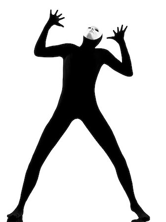 performer man mime with mask complaigning looking up on studio isolated on white background Stock Photo - Budget Royalty-Free & Subscription, Code: 400-06797251