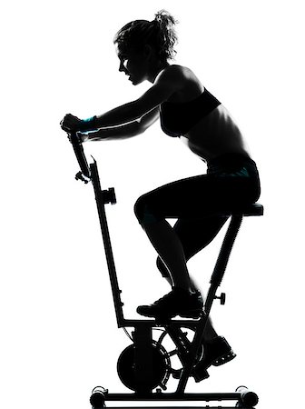 one woman biking exercising workout fitness aerobic exercise posture on studio isolated white background Foto de stock - Super Valor sin royalties y Suscripción, Código: 400-06797266