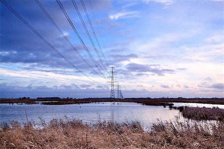 simsearch:400-06875459,k - high-voltage electric line over swamp in Groningen Stock Photo - Budget Royalty-Free & Subscription, Code: 400-06797310