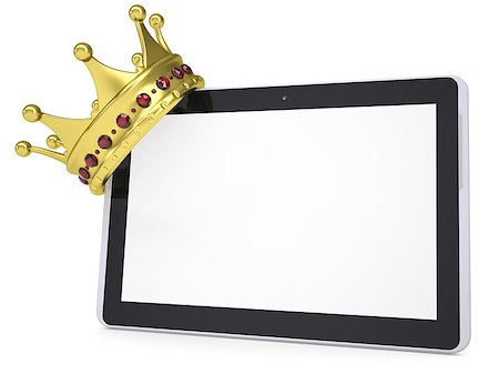 simsearch:400-04987781,k - The crown on a tablet PC. Isolated render on a white background Stock Photo - Budget Royalty-Free & Subscription, Code: 400-06797528