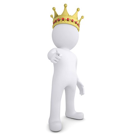 simsearch:400-06797580,k - 3d white man with the crown pointing the finger at the viewer. Isolated render on a white background Stock Photo - Budget Royalty-Free & Subscription, Code: 400-06797537