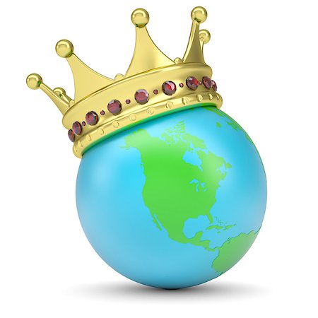 The crown on Earth. Isolated render on a white background Stock Photo - Budget Royalty-Free & Subscription, Code: 400-06797531