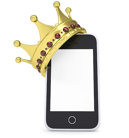 simsearch:400-06797580,k - Crown on the smartphone. Isolated render on a white background Stock Photo - Budget Royalty-Free & Subscription, Code: 400-06797544