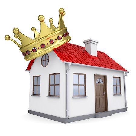 simsearch:400-04987781,k - A small house with a crown. Isolated render on a white background Stock Photo - Budget Royalty-Free & Subscription, Code: 400-06797548
