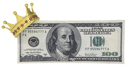 simsearch:400-06797580,k - One hundred dollars with the crown. Isolated render on a white background Stock Photo - Budget Royalty-Free & Subscription, Code: 400-06797558