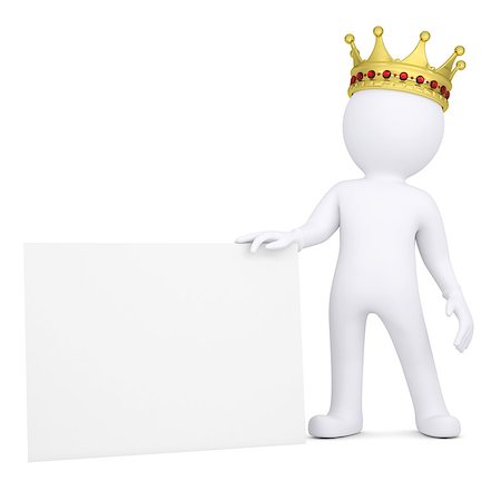 simsearch:400-06797580,k - 3d white man with a crown holding a blank business card. Isolated render on a white background Stock Photo - Budget Royalty-Free & Subscription, Code: 400-06797569