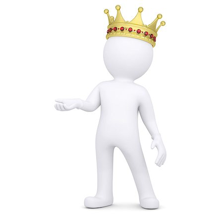 simsearch:400-06797580,k - 3d white man with a crown raised his hand. Isolated render on a white background Stock Photo - Budget Royalty-Free & Subscription, Code: 400-06797561