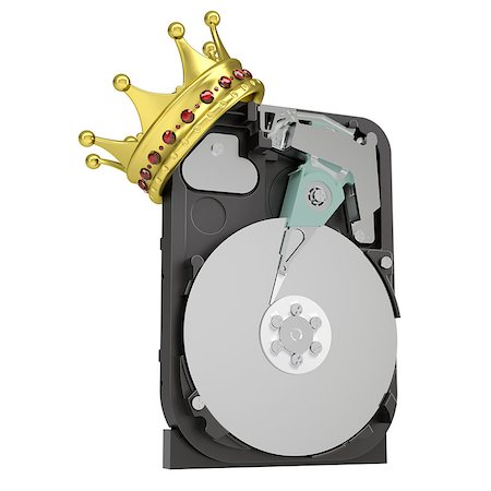 simsearch:400-04987781,k - Hard disk drive with the crown. Isolated render on a white background Stock Photo - Budget Royalty-Free & Subscription, Code: 400-06797562