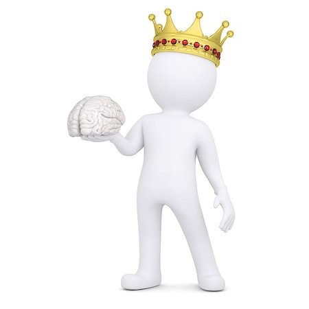 simsearch:400-06797580,k - 3d white man with a crown keeps the brain. Isolated render on a white background Stock Photo - Budget Royalty-Free & Subscription, Code: 400-06797563