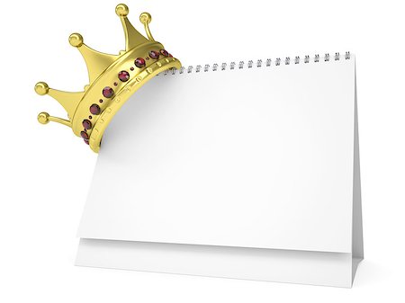 simsearch:400-06797580,k - Crown on the desktop calendar. Isolated render on a white background Stock Photo - Budget Royalty-Free & Subscription, Code: 400-06797575