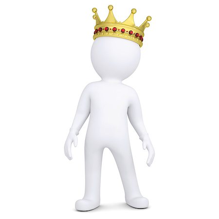 simsearch:400-06797580,k - 3d white man with a crown. Isolated render on a white background Stock Photo - Budget Royalty-Free & Subscription, Code: 400-06797584