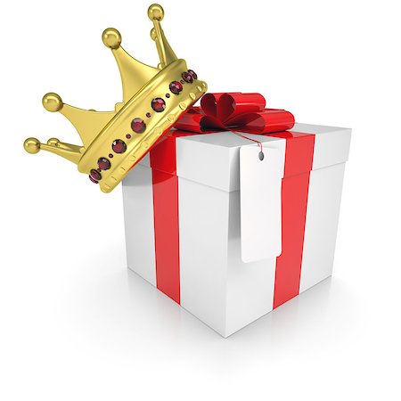 simsearch:400-06797580,k - A gift with a crown. Isolated render on a white background Stock Photo - Budget Royalty-Free & Subscription, Code: 400-06797585