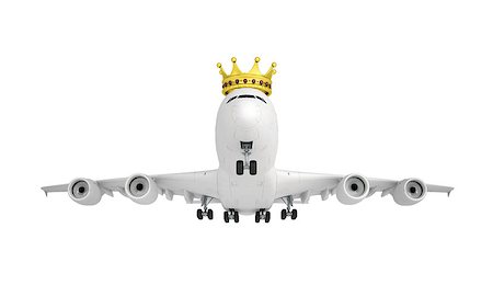 simsearch:400-06797580,k - White airplane with the crown. Isolated render on a white background Stock Photo - Budget Royalty-Free & Subscription, Code: 400-06797595