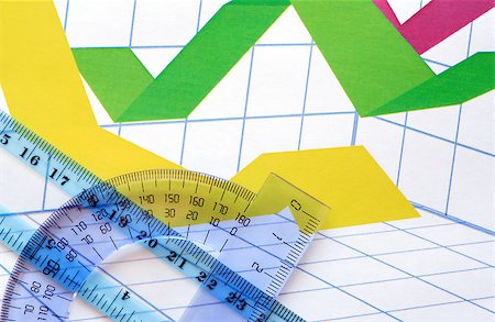 simsearch:400-06694744,k - Two blue rulers on paper background with business chart Fotografie stock - Microstock e Abbonamento, Codice: 400-06797969