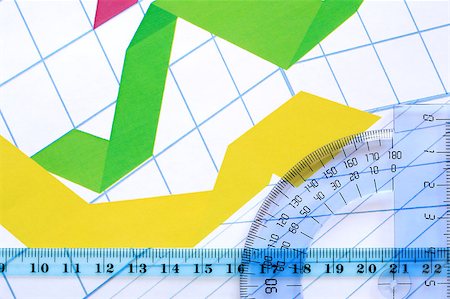 simsearch:400-06694744,k - Two blue rulers on paper background with business chart Fotografie stock - Microstock e Abbonamento, Codice: 400-06797970