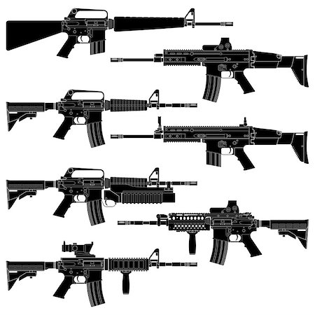 Layered vector illutration of collected American Carbines. Stock Photo - Budget Royalty-Free & Subscription, Code: 400-06798040