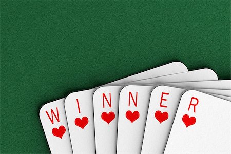 simsearch:400-04795607,k - Playing cards on a felt table spelling out the word winner Stock Photo - Budget Royalty-Free & Subscription, Code: 400-06798207