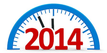 Modern clock isolated on white background represents new year 2014, three-dimensional rendering Stock Photo - Budget Royalty-Free & Subscription, Code: 400-06798386