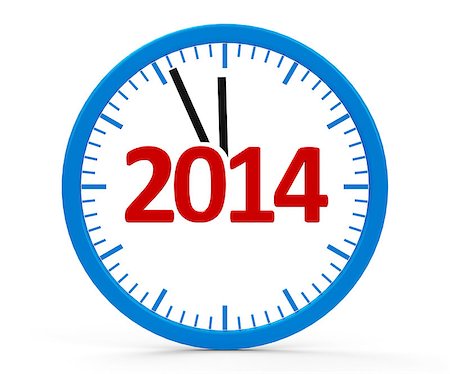 simsearch:400-06912620,k - Modern isolated clock on white background represents new year 2014, three-dimensional rendering Stock Photo - Budget Royalty-Free & Subscription, Code: 400-06798387
