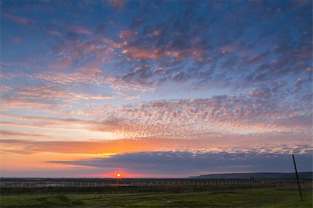 simsearch:400-08315659,k - Sunrise with cloudy sky over green meadows in Comana Natural Park, Romania Foto de stock - Super Valor sin royalties y Suscripción, Código: 400-06798397