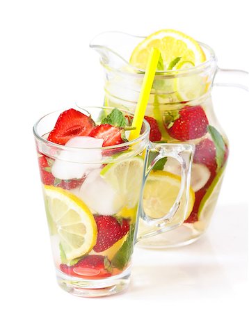 Fresh cold lemonade with ice cubes and mint. Stock Photo - Budget Royalty-Free & Subscription, Code: 400-06798829