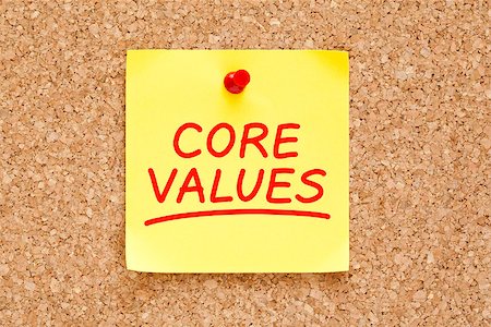simsearch:400-08554045,k - Core Values written on yellow sticky note with red marker. Foto de stock - Royalty-Free Super Valor e Assinatura, Número: 400-06798844