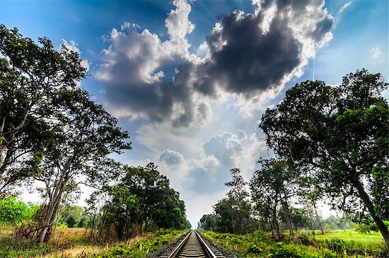 Railway in the day in the countryside in Thailand Stock Photo - Royalty-Free, Artist: SweetCrisis, Image code: 400-06798897