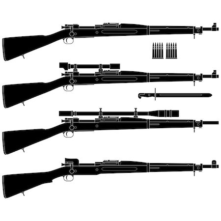 simsearch:400-06332385,k - Layered vector illustration of antique American Rifle. Fotografie stock - Microstock e Abbonamento, Codice: 400-06798994