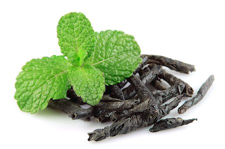 Branch mint with dried mint tea on white Stock Photo - Budget Royalty-Free & Subscription, Code: 400-06799116