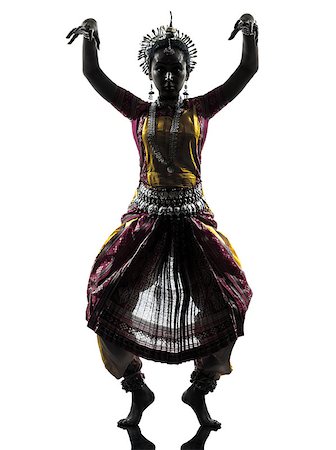 simsearch:400-06748271,k - one indian woman dancer dancing in silhouette studio isolated on white background Stockbilder - Microstock & Abonnement, Bildnummer: 400-06790385