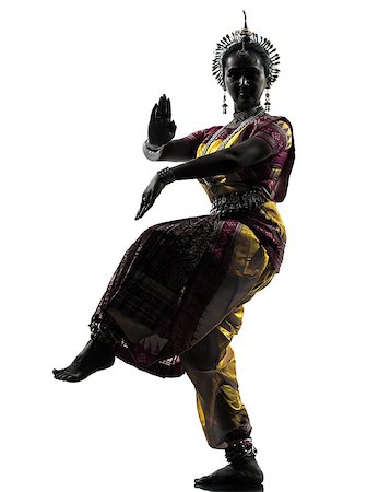 simsearch:400-06748271,k - one indian woman dancer dancing in silhouette studio isolated on white background Stockbilder - Microstock & Abonnement, Bildnummer: 400-06790386