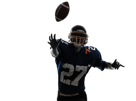 one caucasian quarterback american throwing football player man in silhouette studio isolated on white background Foto de stock - Super Valor sin royalties y Suscripción, Código: 400-06790822
