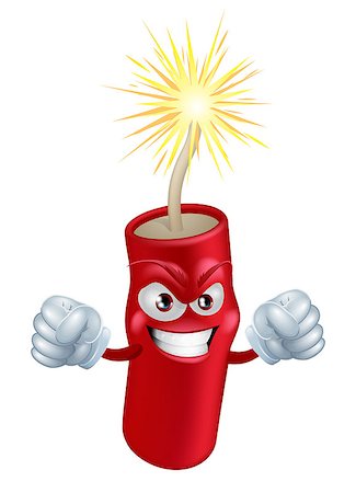 simsearch:400-06791375,k - An illustration of mean or angry looking cartoon firecracker or firework character with a lit fuse Stock Photo - Budget Royalty-Free & Subscription, Code: 400-06791375