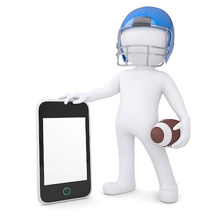 3d man in a football helmet holds smartphone. Isolated render on a white background Stock Photo - Budget Royalty-Free & Subscription, Code: 400-06791652