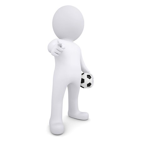 soccer goalie hands - 3d white man with a soccer ball points his finger at the viewer. Isolated render on a white background Stock Photo - Budget Royalty-Free & Subscription, Code: 400-06791663