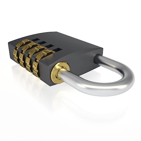 simsearch:400-04238099,k - Metal combination lock. Isolated render on a white background Stock Photo - Budget Royalty-Free & Subscription, Code: 400-06791676