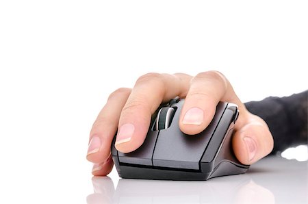 hand using a computer mouse. Isolated over white background. Stock Photo - Budget Royalty-Free & Subscription, Code: 400-06791722