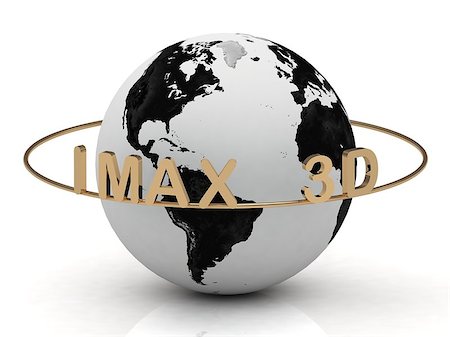simsearch:400-06795928,k - Gold IMAX 3D and gold ring, abstraction of the inscription around the earth on a white background Stockbilder - Microstock & Abonnement, Bildnummer: 400-06792150