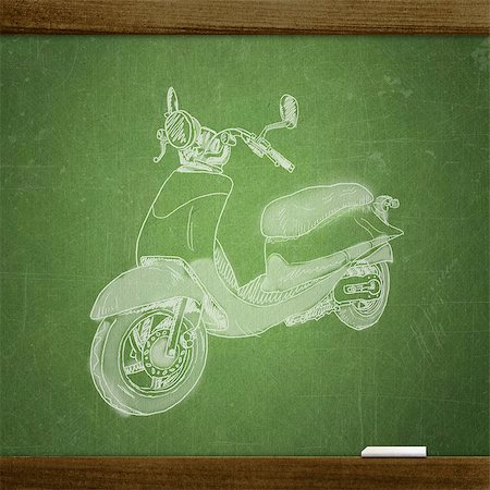 dirty blackboard - school blackboard, motor scooter Stock Photo - Budget Royalty-Free & Subscription, Code: 400-06792771