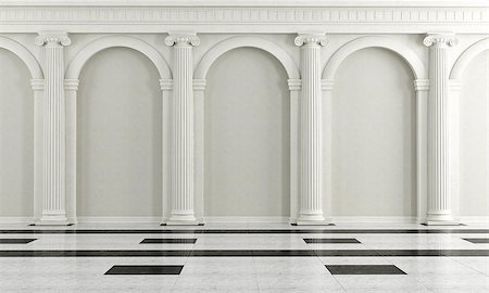 simsearch:400-08427462,k - Black and white classic interior with ionic column - rendering Stock Photo - Budget Royalty-Free & Subscription, Code: 400-06793055