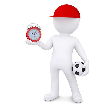 soccer goalie hands - 3d white man with soccer ball and alarm clock. Isolated render on a white background Stock Photo - Budget Royalty-Free & Subscription, Code: 400-06793110